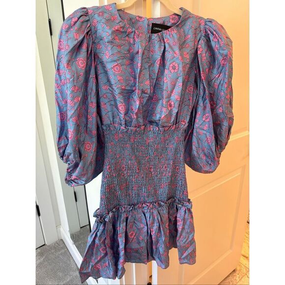 NWT Cynthia Rowley smocked silk twill dress, Small $495 - Picture 5 of 11
